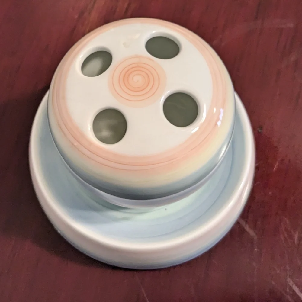 Vintage Sonet Soap Dish & Toothbrush Holder Glory Of Pastels Office Desk Ceramic
